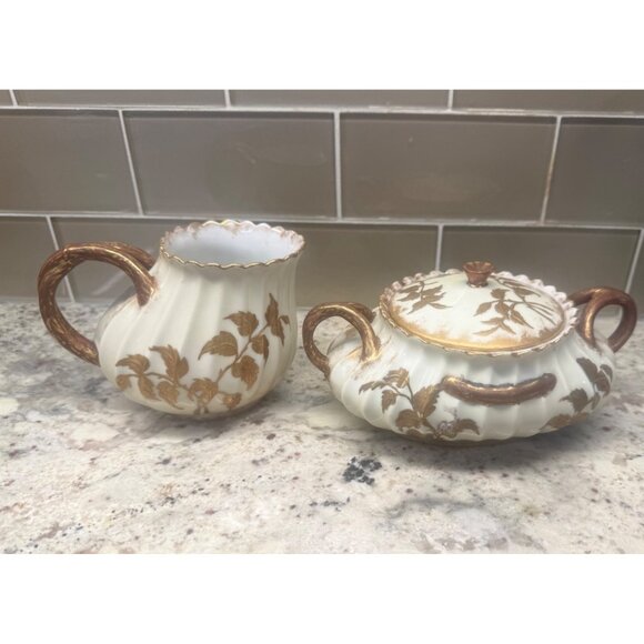 Antique Haviland Co. Limoges France Depose Creamer Sugar Bowl Porcelain Read - Picture 1 of 16